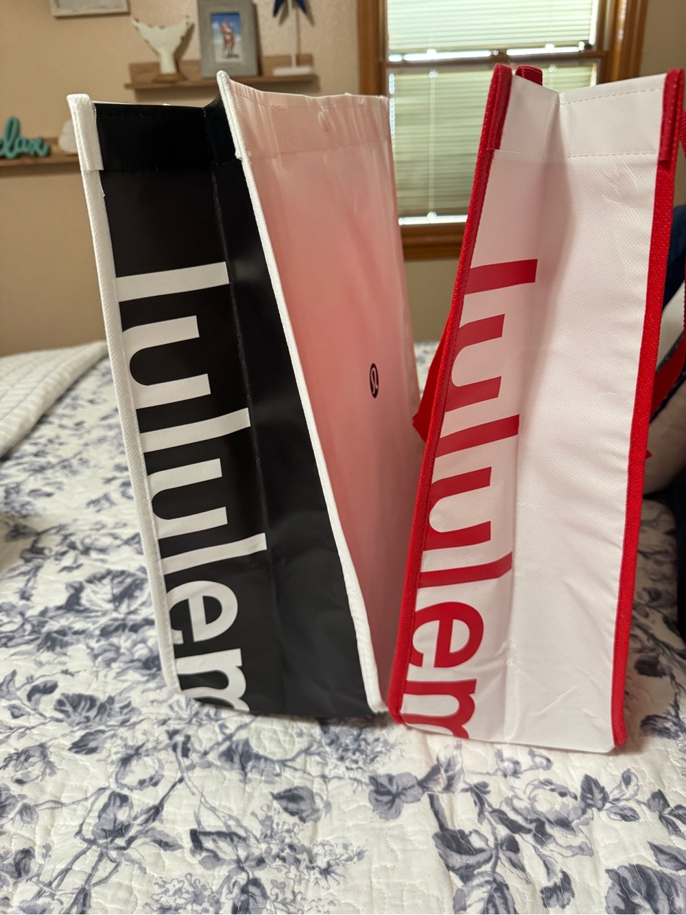 lululemon athletica Reusable Tote Bags in Black, White, and Red
